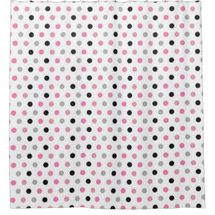 Girly and Cute Pink and White Polka Dots Shower Curtain