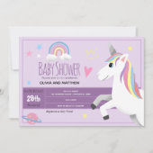 Girly and Cute Purple Unicorn Couples Baby Shower Invitation (Front)