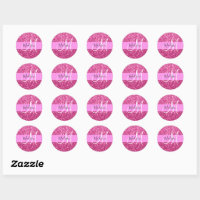 Pink Sparkle Sparkly Glitter Girly Girl Stuff Glam Classic Round Sticker |  Zazzle