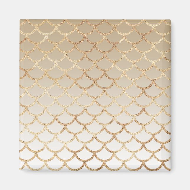 Girly and Glam Ombre Gold Mermaid Glitter Sparkles Magnet (Front)