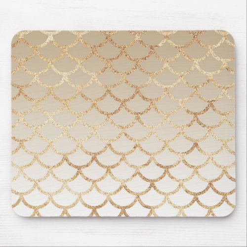 Girly and Glam Ombre Gold Mermaid Glitter Sparkles Mouse Pad