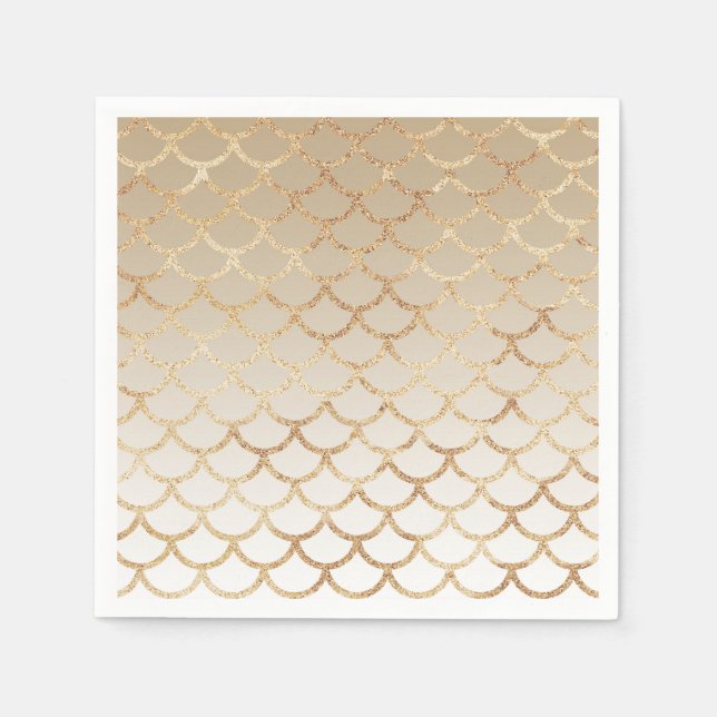 Girly and Glam Ombre Gold Mermaid Glitter Sparkles Napkins (Front)