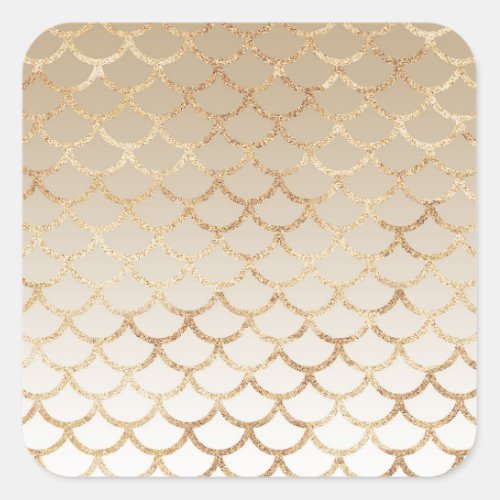 Girly and Glam Ombre Gold Mermaid Glitter Sparkles Square Sticker