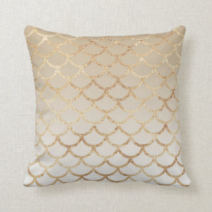 Girly and Glam Ombre Gold Mermaid Glitter Sparkles Throw Pillow