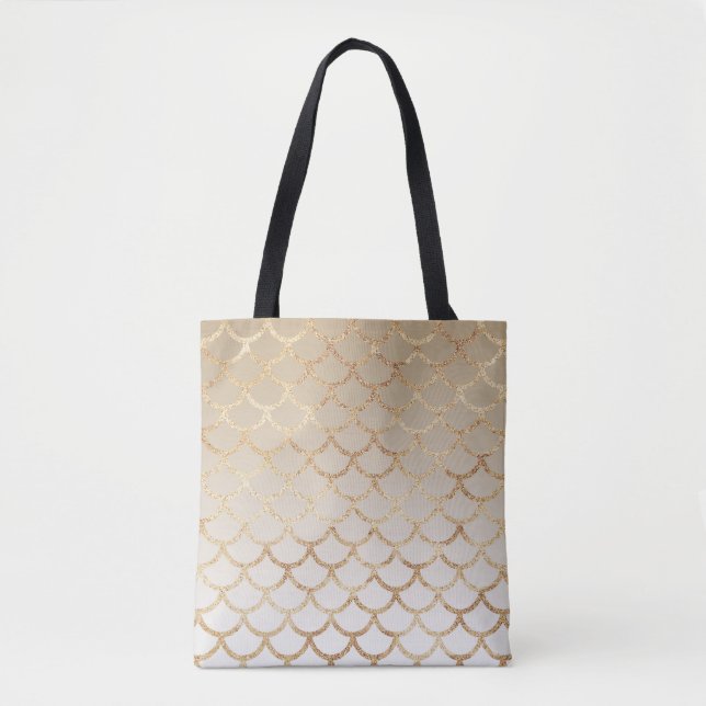 Girly and Glam Ombre Gold Mermaid Glitter Sparkles Tote Bag (Front)