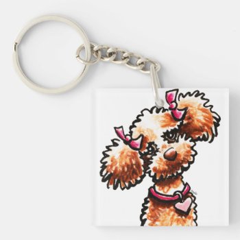 Girly Apricot Poodle Off-leash Art™ Keychain by offleashart at Zazzle