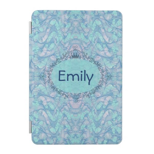 Girly Aqua Blue Tie Dye Your Monogram Name iPad iPad Mini Cover