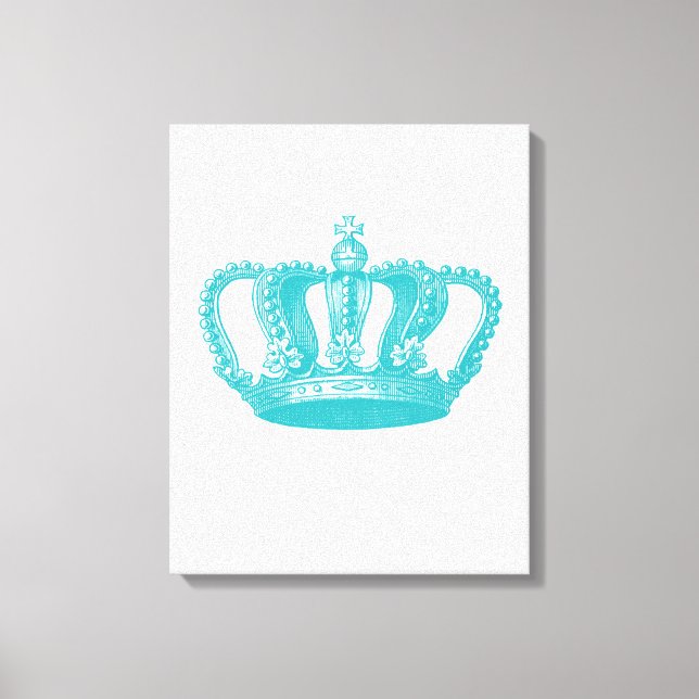 Girly Aqua Blue Vintage Crown Canvas Print (Front)