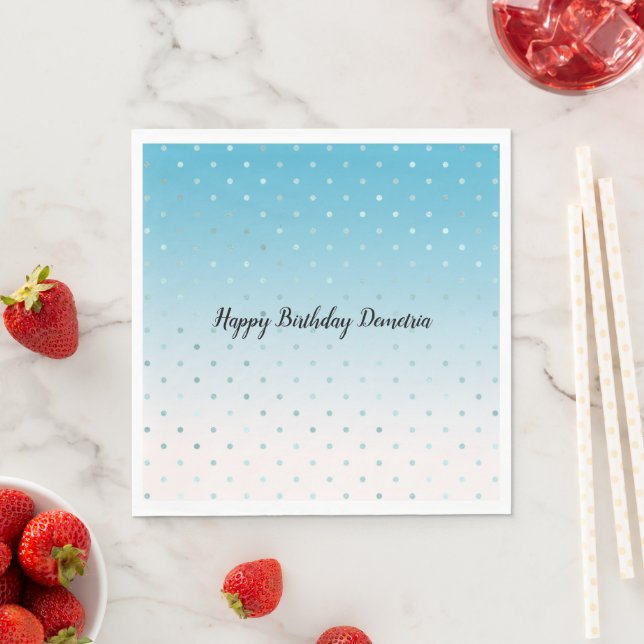 Girly Aqua Glam Dots Napkins (Insitu)