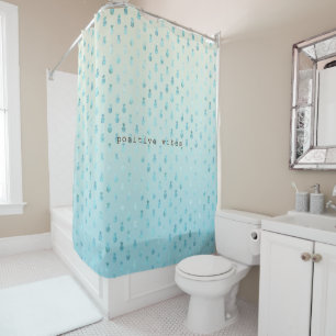 Girly Aqua Glam Tropical Pineapples Ombre Shower Curtain