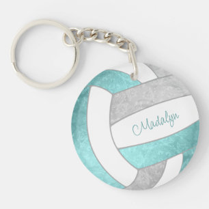 girly aqua gray keepsake volleyball gifts keychain
