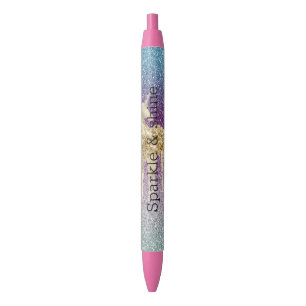 Girly Aqua Purple Mint Pink Glitter ombre Unicorn Pen