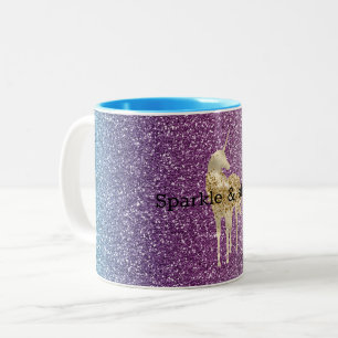 Girly Aqua Purple Mint Pink Glitter ombre Unicorn Two-Tone Coffee Mug