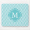 Girly Aqua White Chevron Stripes Monogram