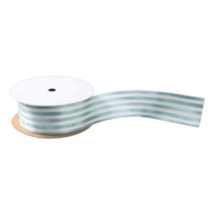 Girly Aqua White Stripes Satin Ribbon
