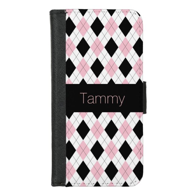 Girly Argyle Custom iPhone  iPhone Wallet Case (Front)