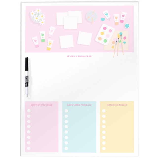 Girly Artist Themed Dry Erase Board  (Front)