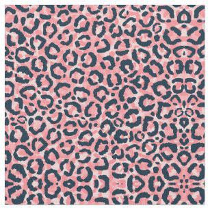 Girly Artsy Pink Blue Leopard Animal Print Fabric