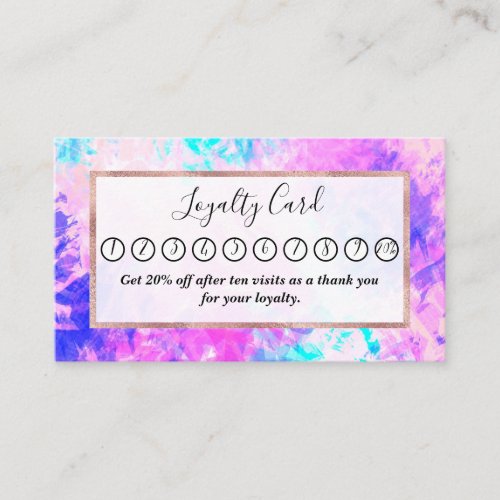 Girly Artsy Purple Pink Abstract Paint Pattern Loyalty Card