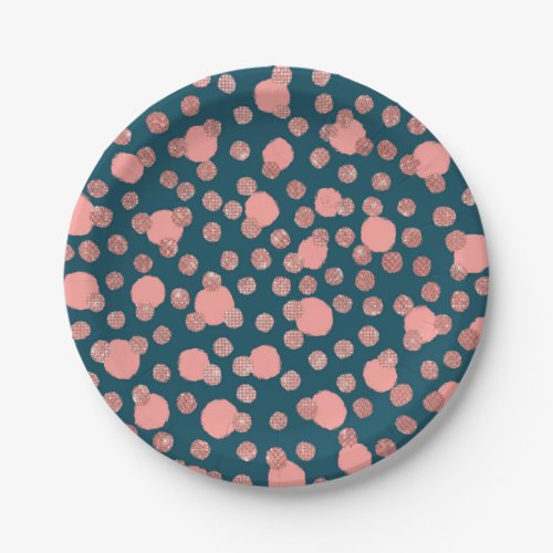 Girly Artsy Rose Gold Pink Polka Dots Paper Plates