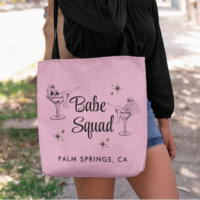 Girly Babe Squad Pink Bachelorette Party Tote Bag (Creator Uploaded)