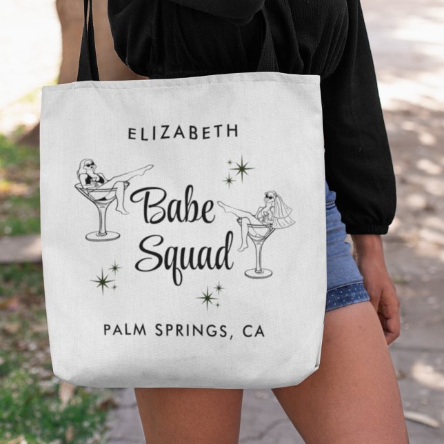 Girly Babe Squad White Bachelorette Party Tote Bag (Creator Uploaded)