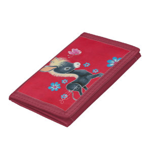 Girly Baby Donkey With Flowers Trifold Wallet