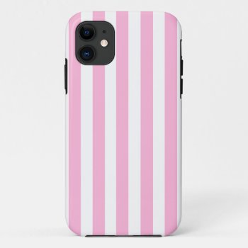Girly Baby Pink Solid Stripes Pattern Iphone 11 Case by CrestwoodandBeach at Zazzle