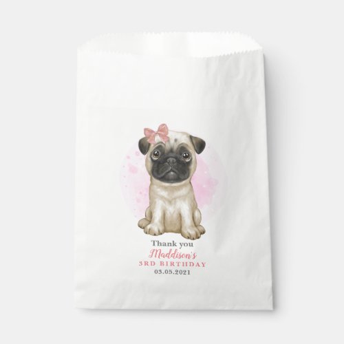 Girly Baby Pug Pink Party Favor Bag