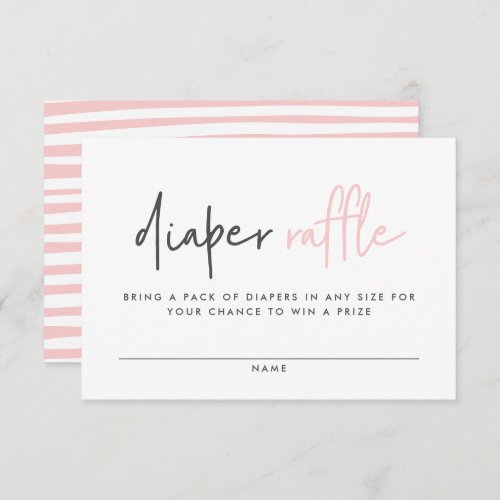 Girly baby shower pink blue modern diaper raffle enclosure card