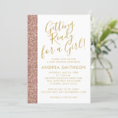 Girly Baby Shower Rose Gold Glitter Invitation (Standing Front)