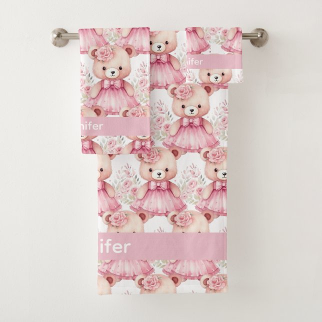 Girly Baby & Toddler Bath Towel Set | Custom Name (Insitu)