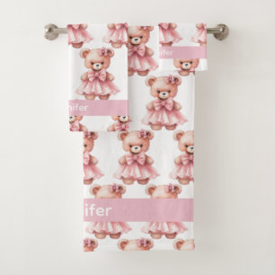 Girly Baby & Toddler Bath Towel Set   Custom Name