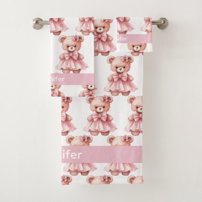Girly Baby & Toddler Bath Towel Set | Custom Name (Insitu)