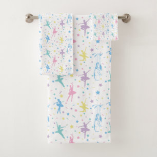 Girly Ballerina Dancer - Ballet Pattern Bath Towel Set