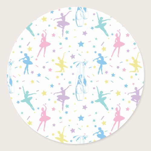 Girly Ballerina Dancer - Ballet Pattern Classic Round Sticker