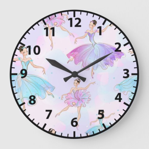 Girly Ballerina Elegant Ballerinas Ballet Dancer Large Clock