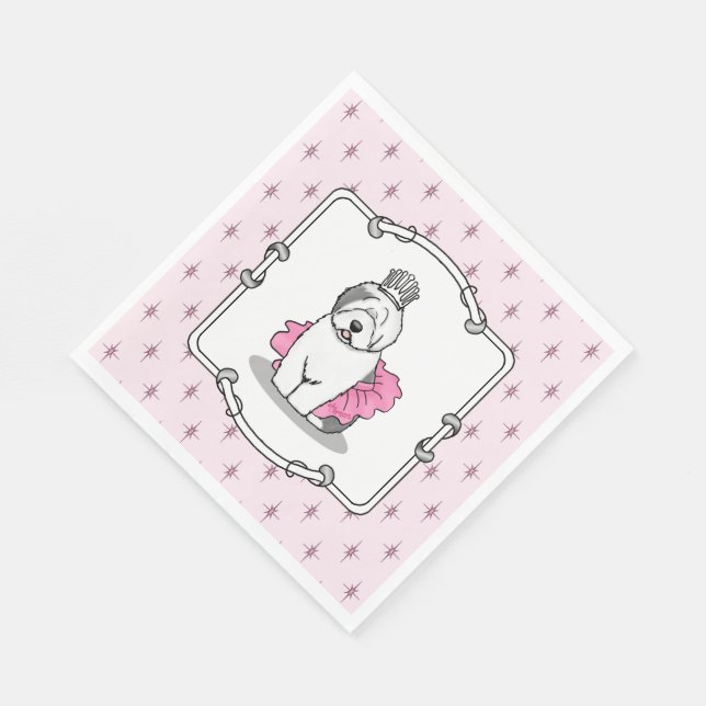 Girly Ballet Princess Old English Sheepdog Gray 1 Napkins (Corner)