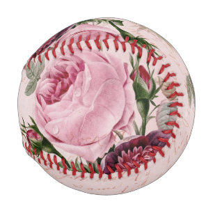 Girly Baseball Rose Flower Vintage Pink