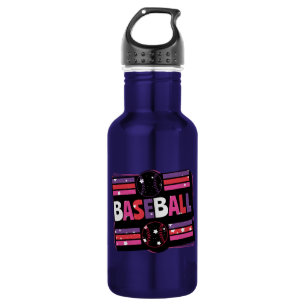 Girly Baseball Word Art Stainless Steel Water Bottle