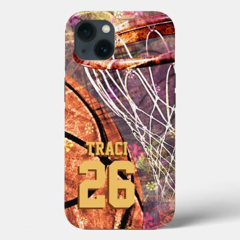 Girly Basketball Iphone 13 Case by katz_d_zynes at Zazzle