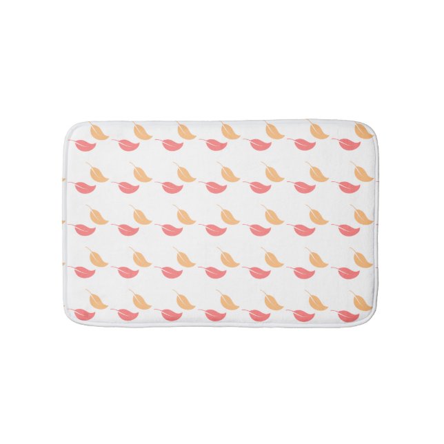 Girly Bath Mat Pink yellow leaves (Front)