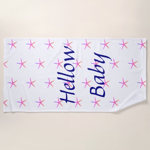 Girly Bathroom Decor Pink Starfish Custom Text Beach Towel