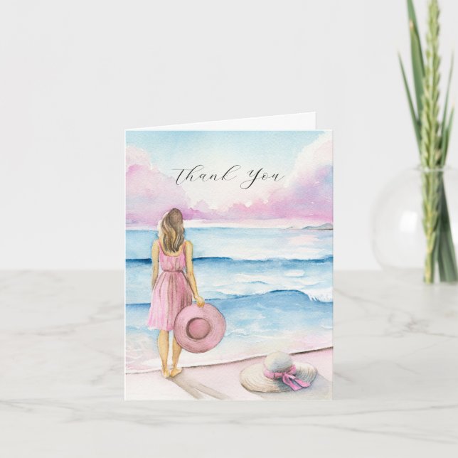 Girly Beach Scenes Thank You Cards (Front)