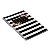Girly Beautiful Floral Wrapping Gold B&W Stripes Notebook (Right Side)