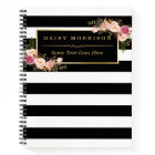 Girly Beautiful Floral Wrapping Gold B&W Stripes