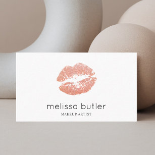 Girly Beauty Lips Modern White Business Card