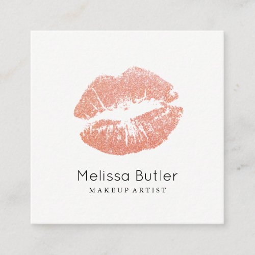 Girly Beauty Lips White Square Business Card