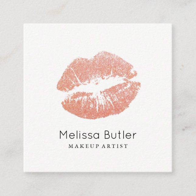 Girly Beauty Lips White Square Business Card (Front)