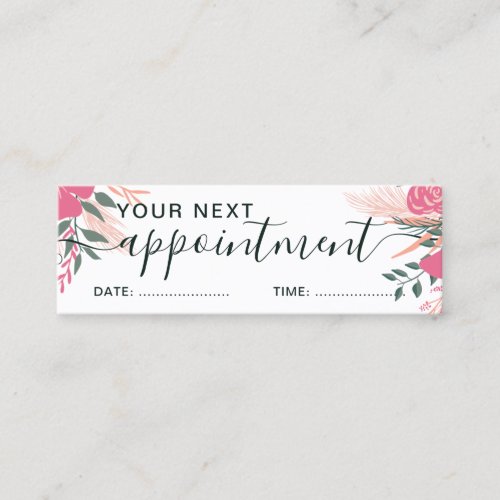 Girly beauty pink tropical floral appointment mini business card